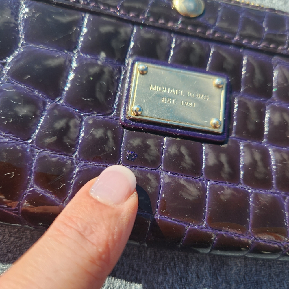 Michael Kors Purple Embossed Wallet with Gold Accents - Picture 2 of 3